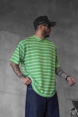 STRIPED T-SHIRT GREEN 1635 - Thumbnail (3)