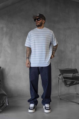 Black Island - STRIPED T-SHIRT LIGHT BLUE 1635