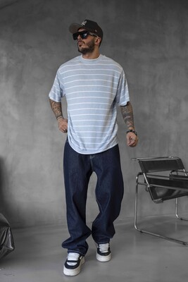 STRIPED T-SHIRT LIGHT BLUE 1635 - Thumbnail (2)