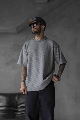 Black Island - STRIPED T-SHIRT GREY 1721 (1)