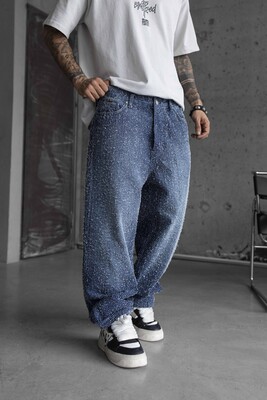 Black Island - TEXTURED BLUE BAGGY JEANS 17013 (1)