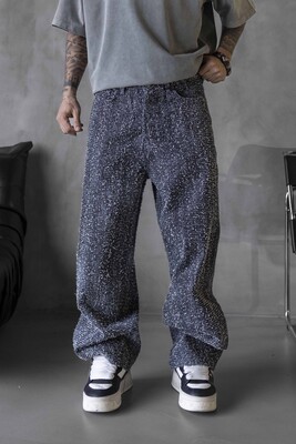 Black Island - TEXTURED BLUE BAGGY JEANS 17057