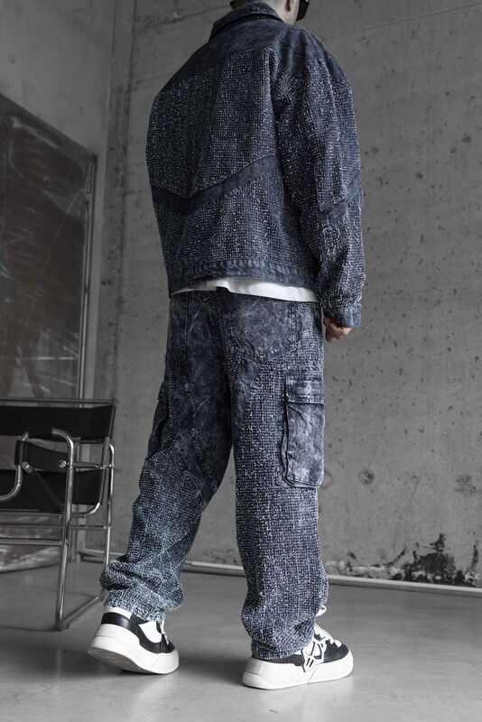 Black Island - TEXTURED BLUE BAGGY JEANS 16975 (1)