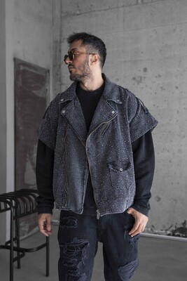 TEXTURED DENIM VEST 16844 - Thumbnail