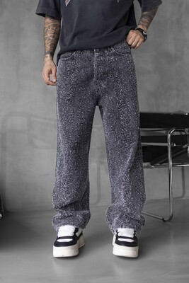 Black Island - TEXTURED GRAY BAGGY JEANS 17058