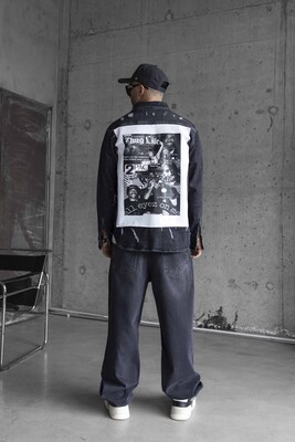 Black Island - TUPAC PRINTED DENIM JACKET BLACK 16970