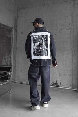 TUPAC PRINTED DENIM JACKET BLACK 16970 - Thumbnail (3)