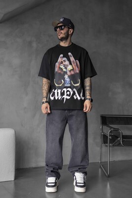 Black Island - TUPAC PRINTED T-SHIRT BLACK 1734