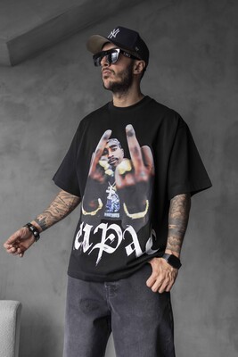 TUPAC PRINTED T-SHIRT BLACK 1734 - Thumbnail (2)