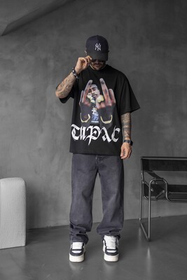 TUPAC PRINTED T-SHIRT BLACK 1734 - Thumbnail (3)