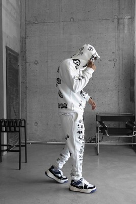 Full printed white tracksuit 1506 - Thumbnail (2)