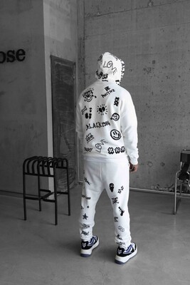 Full printed white tracksuit 1506 - Thumbnail