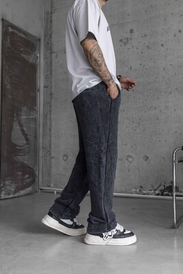 Washed Jogger Pants Black 1790 - Thumbnail