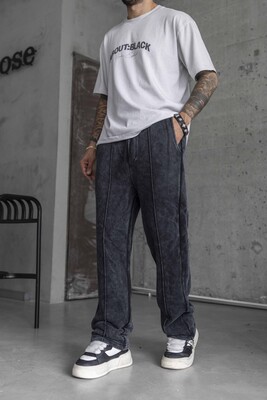 Washed Jogger Pants Black 1790 - Thumbnail