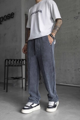 Washed Jogger Pants Gray 1790 - Thumbnail