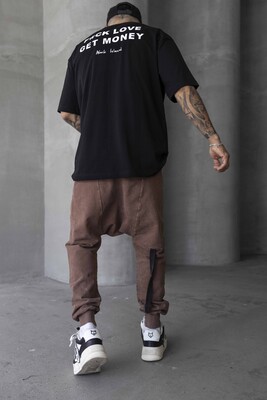 Washed Jogger Pants Brown 1677 - Thumbnail