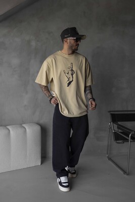 WASHED T-SHIRT BEIGE 1720 - Thumbnail (3)