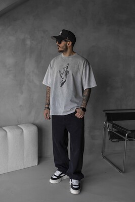 WASHED T-SHIRT GREY 1720 - Thumbnail (2)