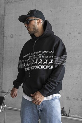 White Pattern Hoodie Black 1348 - Thumbnail (3)