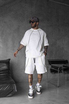 White Summer Shorts & Tee Set 1822-23 - Thumbnail (2)